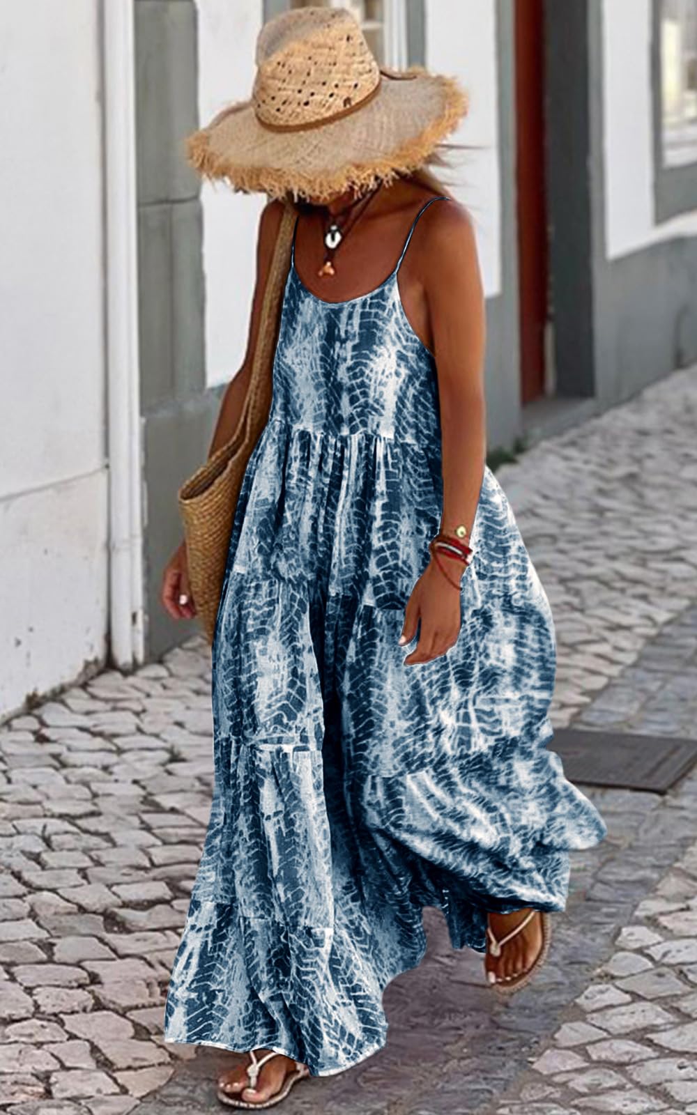 PRETTYGARDEN Women's Floral Maxi Dress 2025 - Spaghetti Strap, Scoop Neck, Boho Long Sundress with Pockets | Summer Beach Dress, Vacation Outfit, Casual Wear