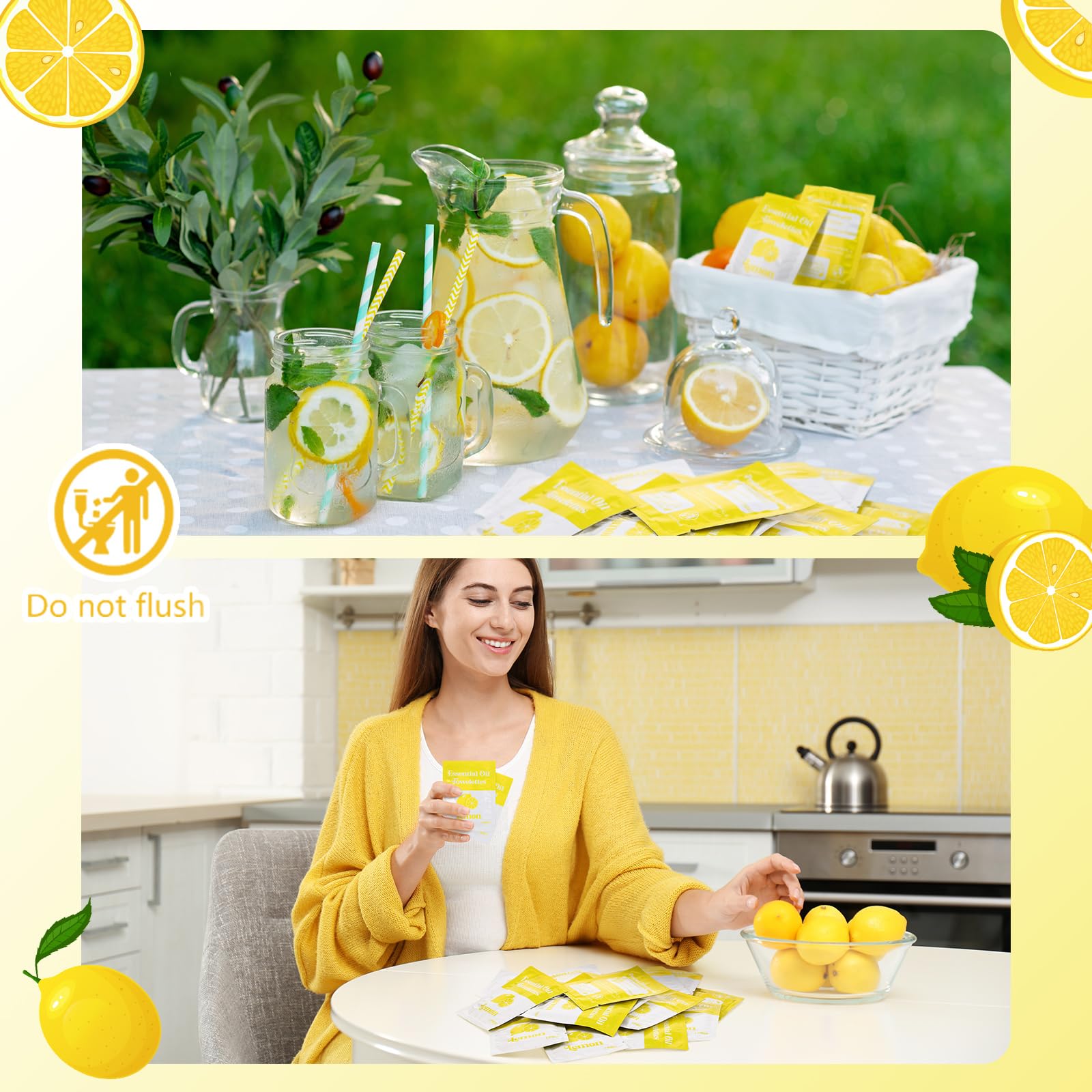 200 Pcs Lemon Scented Wet Wipes - Individually Wrapped Moist Towelettes with Essential Oils | Bulk Disposable Hand Wipes for Travel, Camping & Backpacking | Gentle for Sensitive Skin | Perfect for On-the-Go Hygiene, Baby Care & Outdoor Adventures