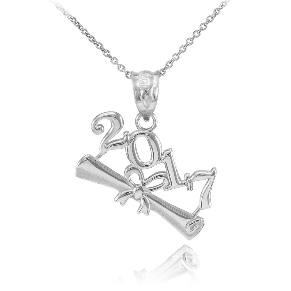 2017 Graduation Pendant Necklace - 925 Sterling Silver Polished Jewelry for Graduates | Perfect Gift for Graduation Ceremony & School Events