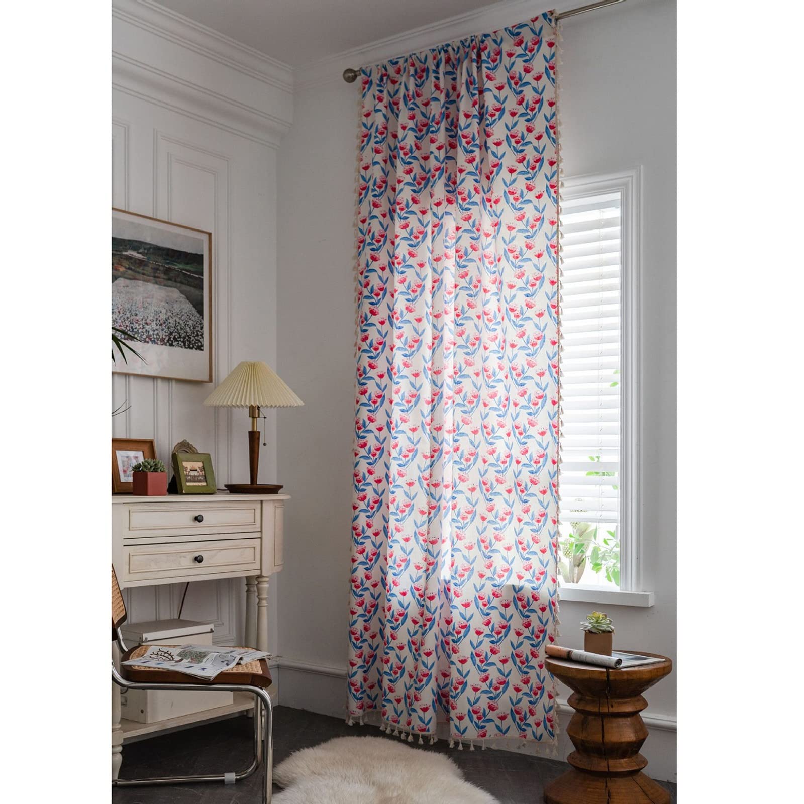 Cute Small Flower Curtains for Windows - Semi Blackout Rod Pocket Drapes for Girls Room & Kitchen Privacy (1 Panel, 150x160/180/300cm) - Perfect for Bedroom, Nursery & Home Decor