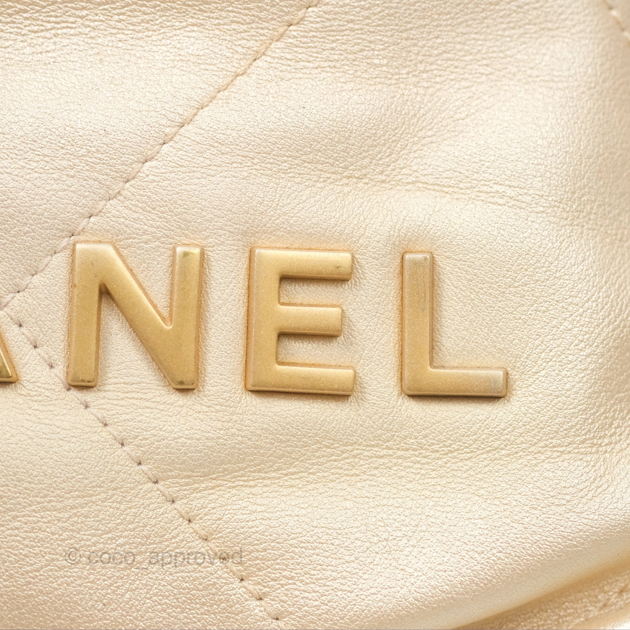 Chanel 22 Mini Bag Iridescent Light Pearly Calfskin with Aged Gold Hardware - Luxury Crossbody Purse for Women, Perfect for Parties, Date Nights & Special Occasions