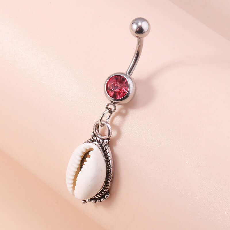 14G Seashell Dangle Navel Belly Ring Piercing Jewelry - Ocean Wave Design for Women | Perfect for Beach Parties, Summer Fashion & Body Piercing Enthusiasts | XBC76