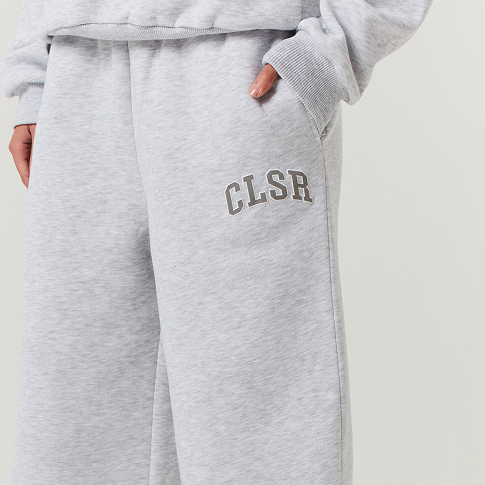Varsity CLSR Sweatshirt Tracksuit Set - Light Grey Marl Color | Comfortable Athletic Wear for Gym, Running & Casual Street Style