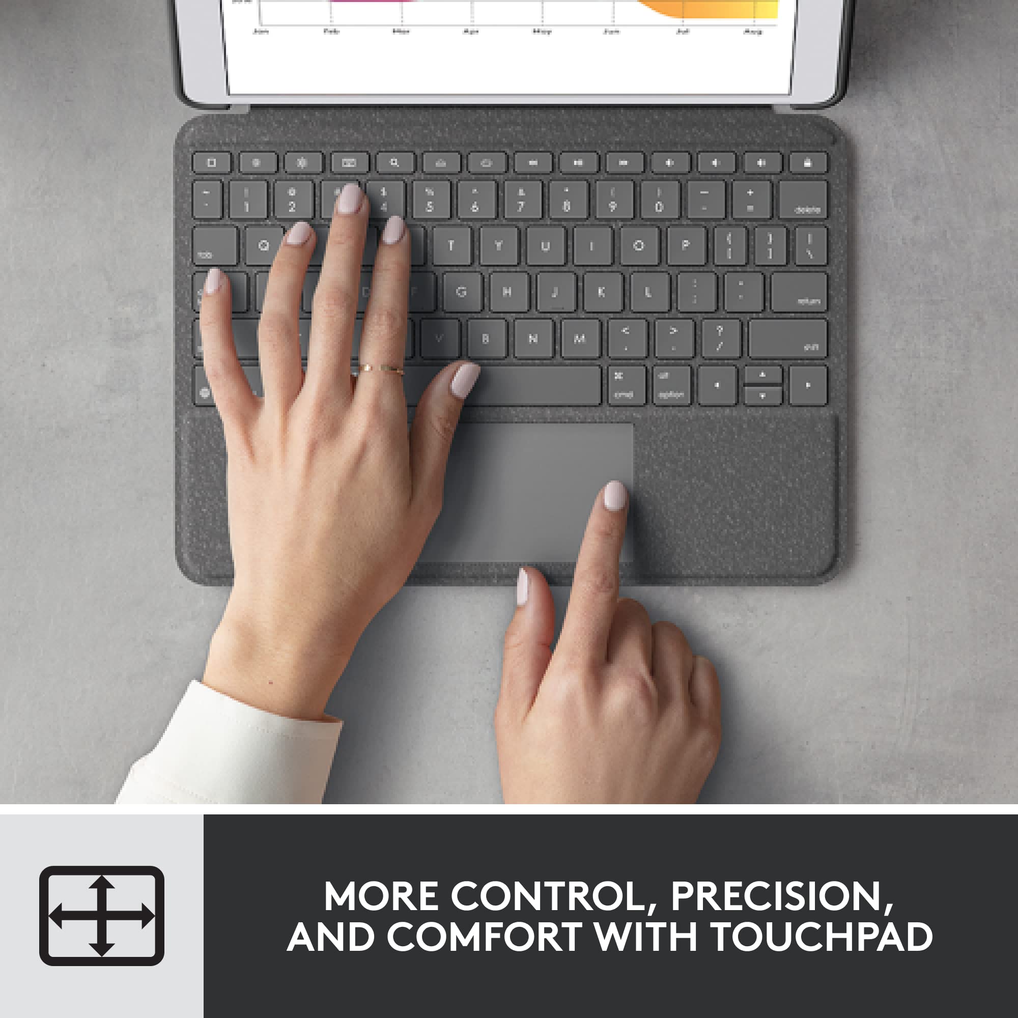 Logitech Combo Touch Keyboard Case for iPad 7th/8th/9th Generation (2019-2021) with Crayon Grey Stylus - Compatible with iPad 2018 & Newer Models - Perfect for Work, Study & Creative Projects