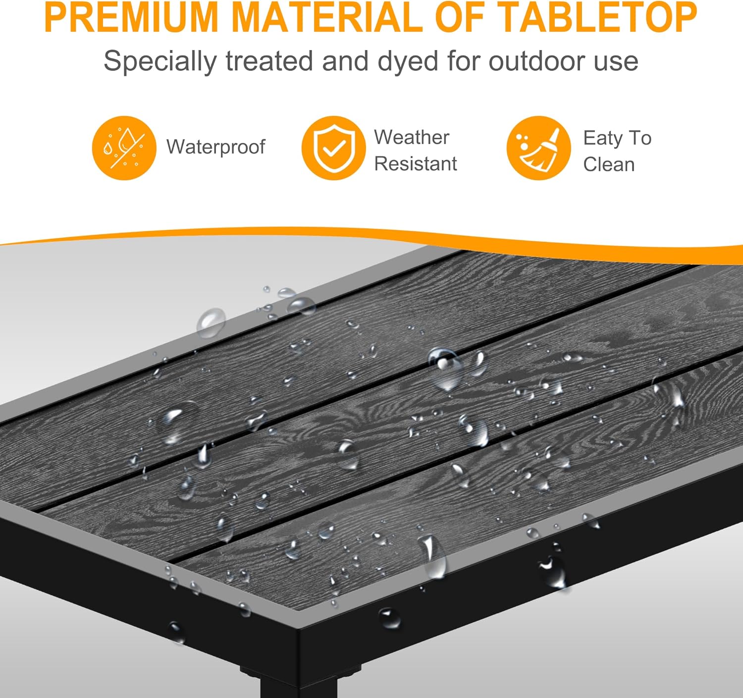 GARVEE 39 Inch Outdoor Bar Height Table - Waterproof Patio Dining Table with Powder Coated Metal Frame, Weather Resistant, Heavy Duty 250 lbs Capacity, Adjustable Leveling Feet - Perfect for Backyard, Deck, Poolside & Outdoor Entertaining