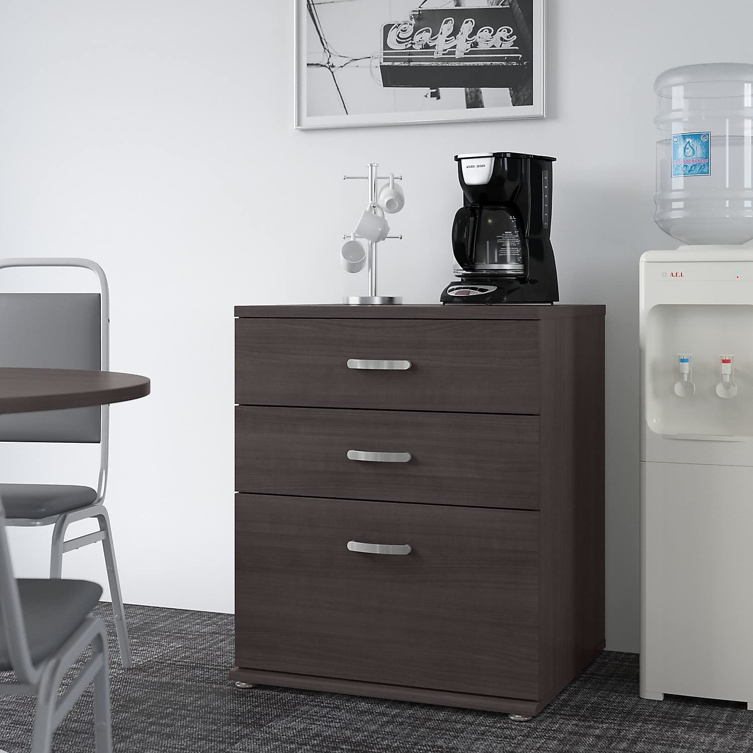 Bush Business Furniture Universal Floor Storage Cabinet with 4 Drawers - Storm Gray for Office, Home & Classroom Organization