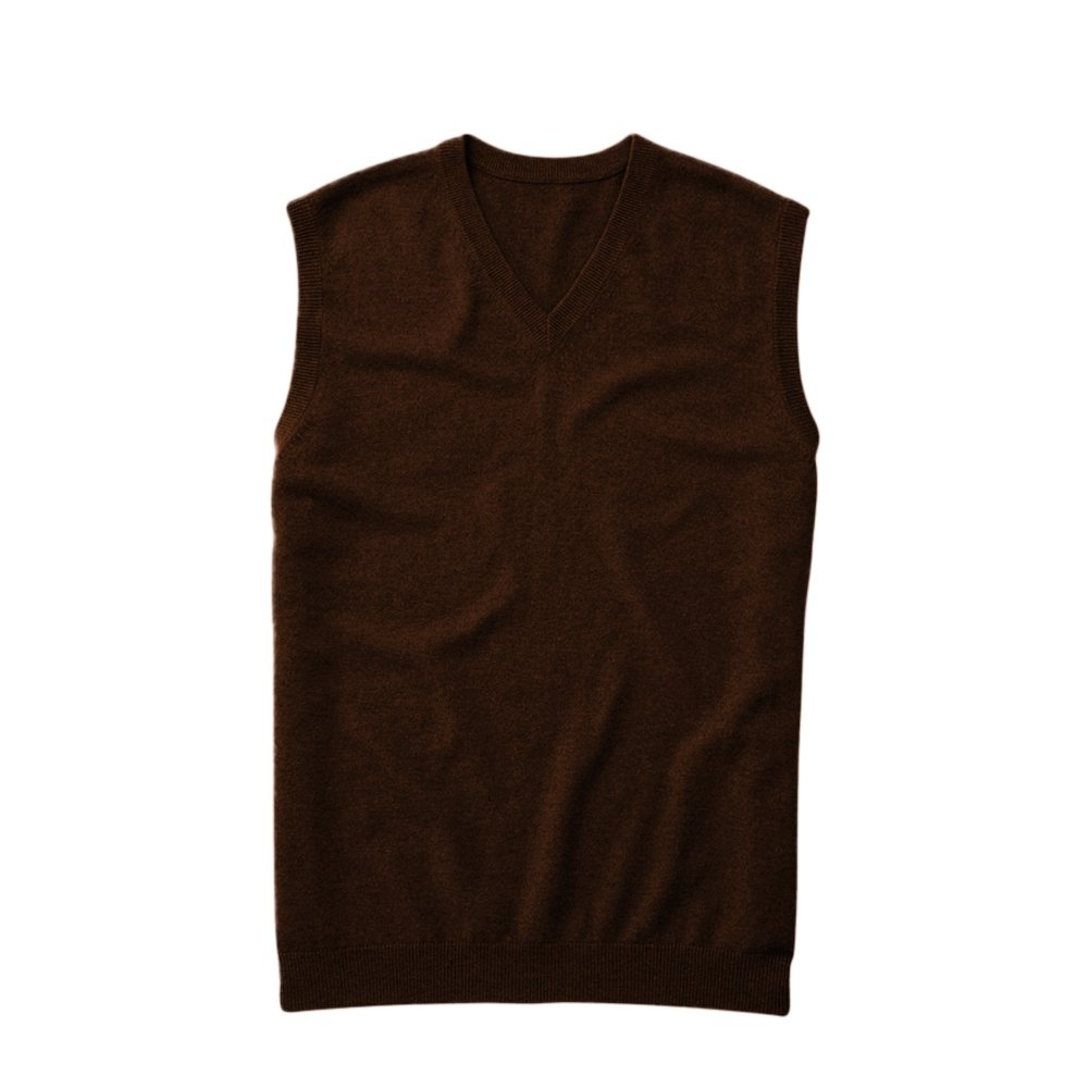Parisbonbon Men's 100% Cashmere V-Neck Sweater Vest - Soft & Warm Chocolate Brown Color, Size XS - Perfect for Layering in Fall & Winter, Office Wear & Casual Outfits