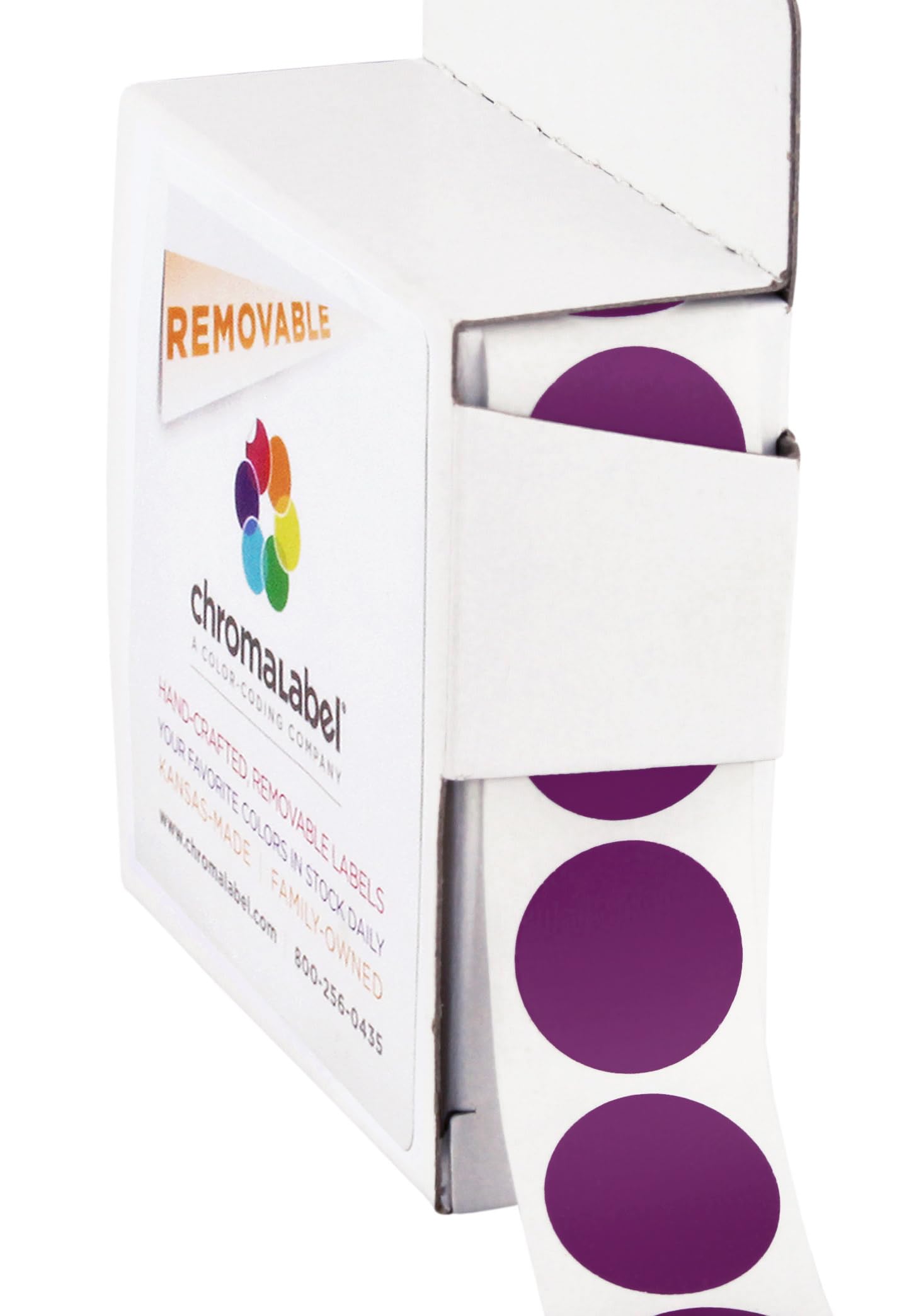 ChromaLabel 3/4 Inch Round Dot Stickers - 1000 Removable Color Coding Labels per Box - Perfect for Office Organization, File Sorting & Craft Projects - Purple Sticky Dots