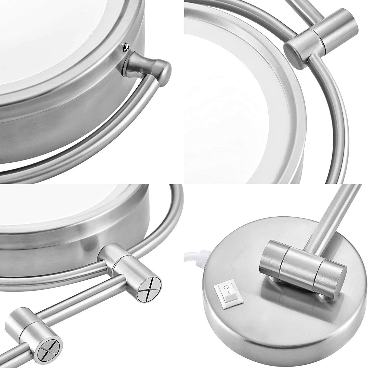 LED Makeup Mirror with Lights - 5X Magnifying Wall Mounted Bathroom Mirror, 360° Rotation for Perfect Makeup Application - Ideal for Bedroom Dressing Table, Bathroom Vanity & Travel Use