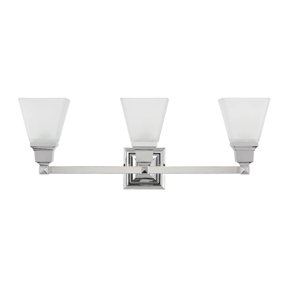 Livex Lighting 1033-35 Mission 3-Light Bathroom Vanity Light Fixture in Polished Nickel - Perfect for Bathroom, Powder Room, and Dressing Area Lighting