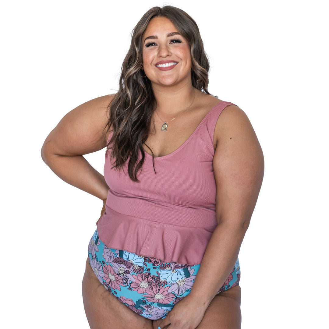 Fashionable V Neck Peplum Tankini Top for Women - Swimwear for Beach, Pool & Summer Vacations