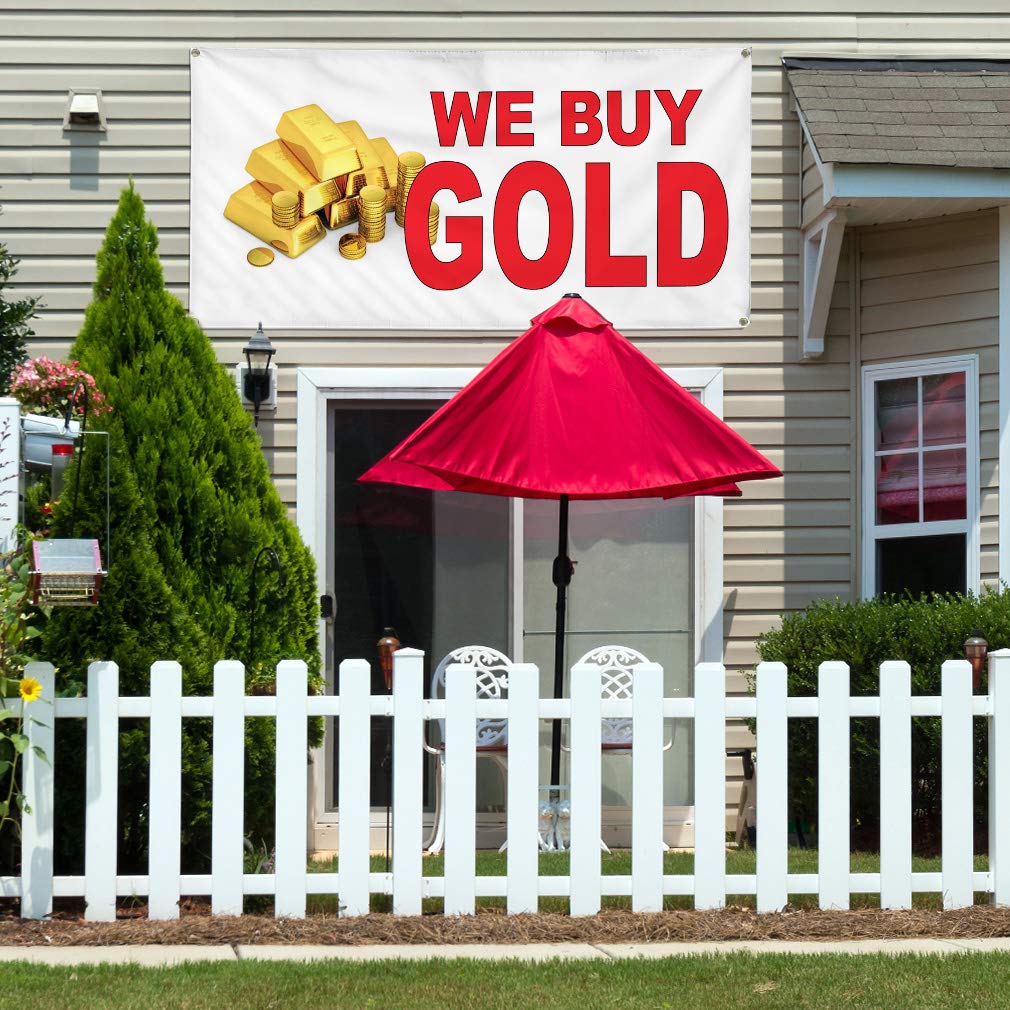 Premium Vinyl Banner - 60x144 Inches, Weatherproof & Durable for Outdoor Business Signs - 10 Grommets for Easy Hanging - Perfect for Yard Sales, Gold Buying Ads & Industrial Use