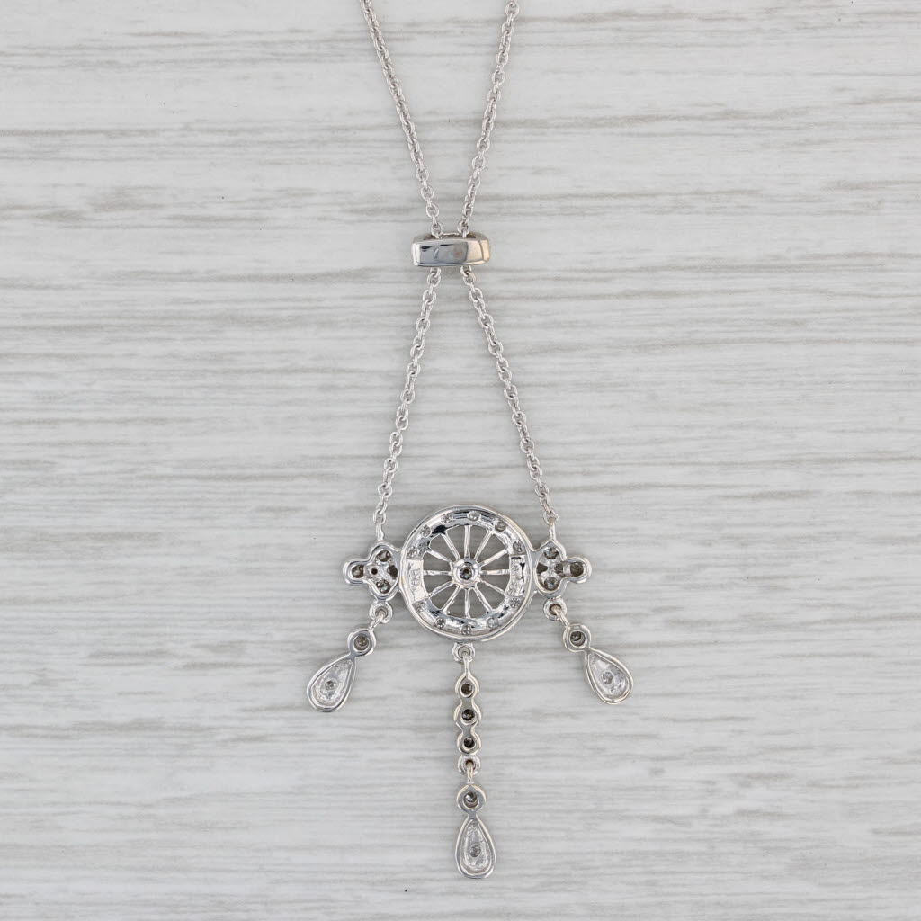 0.25ctw Diamond Lariat Pendant Necklace 14k White Gold 16