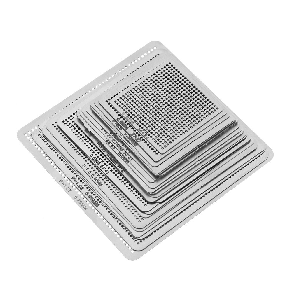 27pcs Universal BGA Stencils Kit - Direct Heat BGA Reballing Templates for Soldering & Welding Accessories | PCB Repair, Chip Reballing, Electronics Maintenance