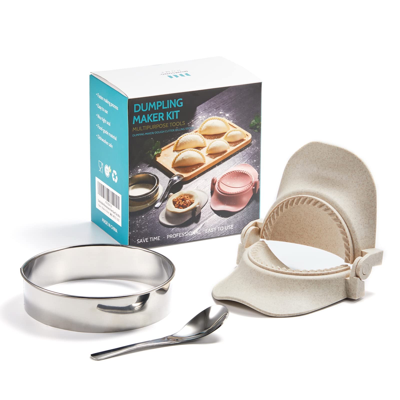 4-inch Empanada Press Maker Mold Set with Dough Cutter - Professional Dumpling Maker for Empanadas, Pierogis, Pastelitos, Calzones & Turnovers - Perfect for Home Baking, Party Snacks & Latin American Cuisine - White Kitchen Gadget