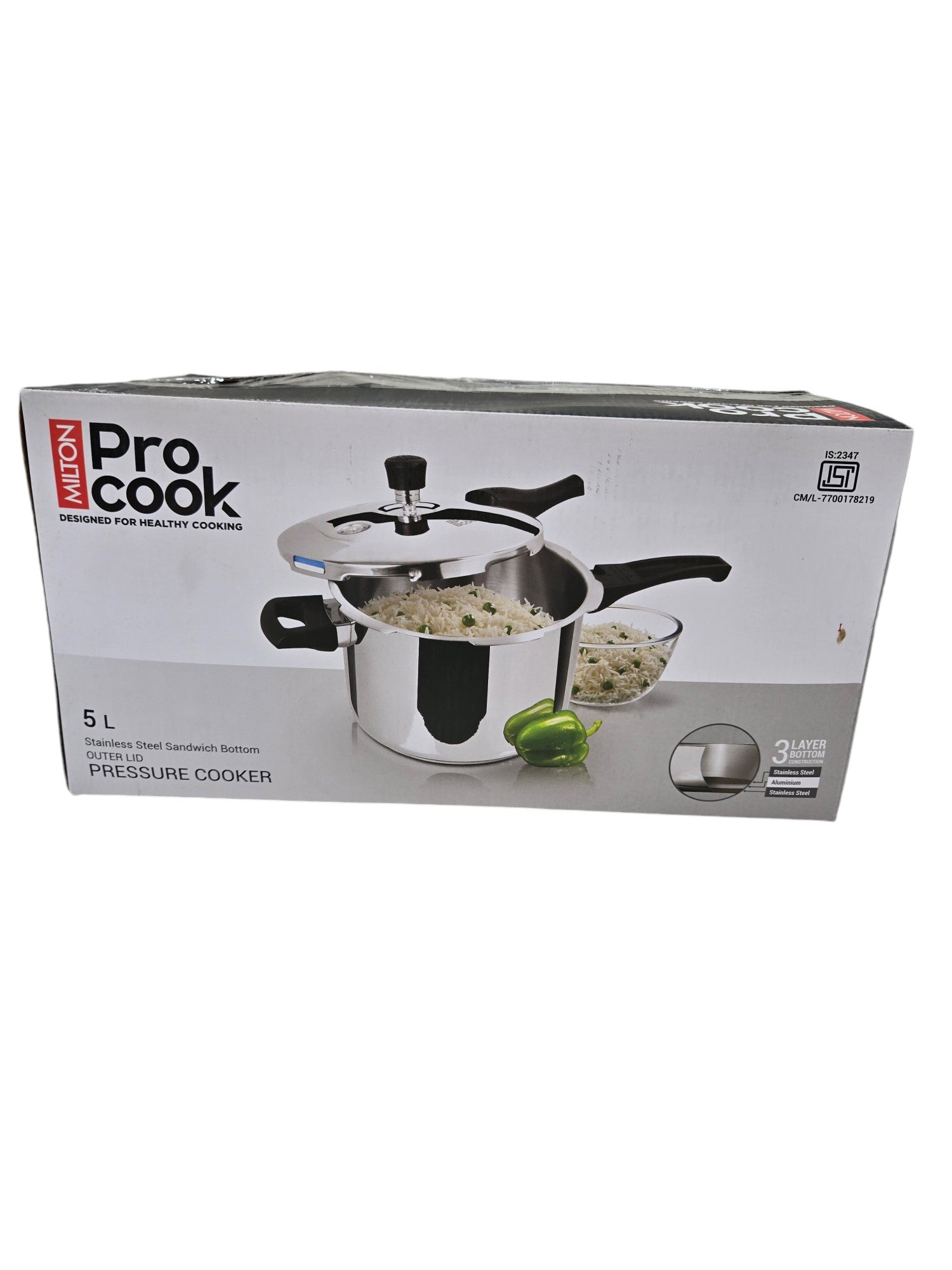 5L Stainless Steel Pressure Cooker - Fast & Safe Cooking for Soups, Stews, and Meals - Perfect for Home Kitchens & Camping