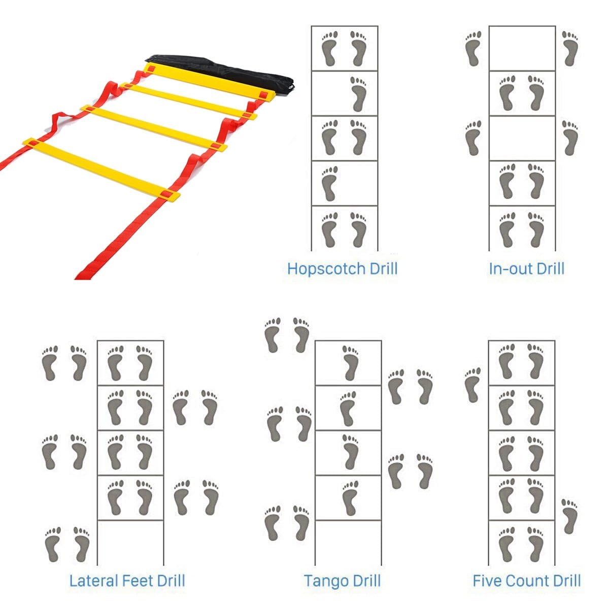 Speed Agility Training Ladder with Carry Pouch - Adjustable Fitness Equipment for Quick Footwork Drills, Soccer Football Training, Home Gym Workouts - Perfect for Speed Training, Sports Cones & Agility Exercises