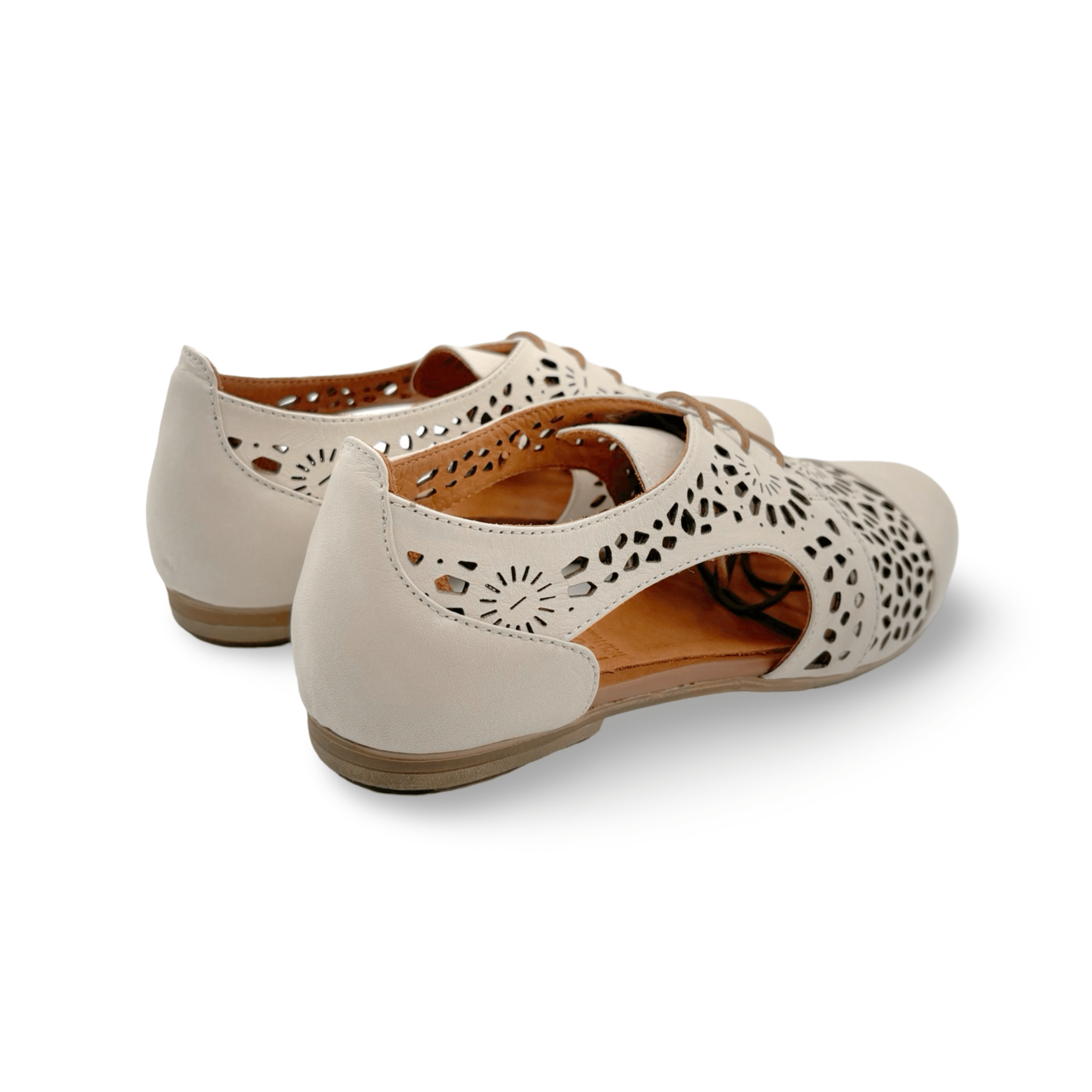 Kenan Women's Fashion Cream Lace Up Flats - Comfortable Casual Shoes for Walking, Work & Everyday Wear