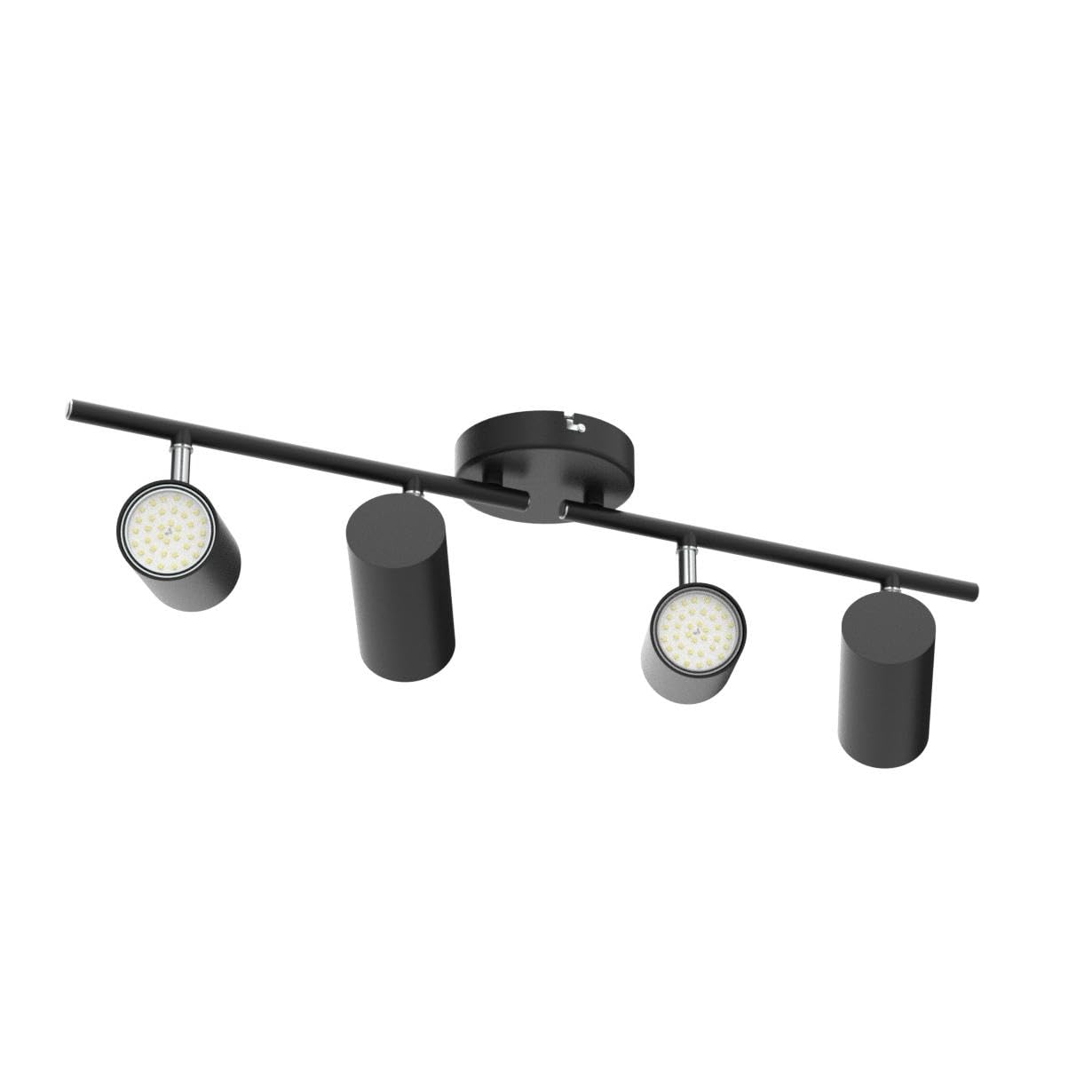 Kimjo 4-Light Black Adjustable LED Track Lighting Fixture for Ceiling - 4 Way Track Light Kit with GU10 Socket - Modern Spot Lighting for Kitchen, Dining Room, Bar, Office & Retail Spaces