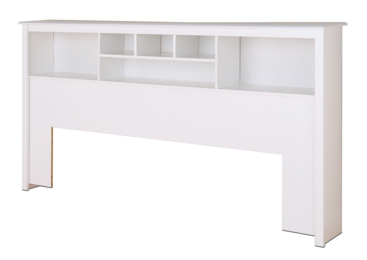 Prepac King Bookcase Headboard in White - Stylish Storage Solution for Bedroom Organization & Decor