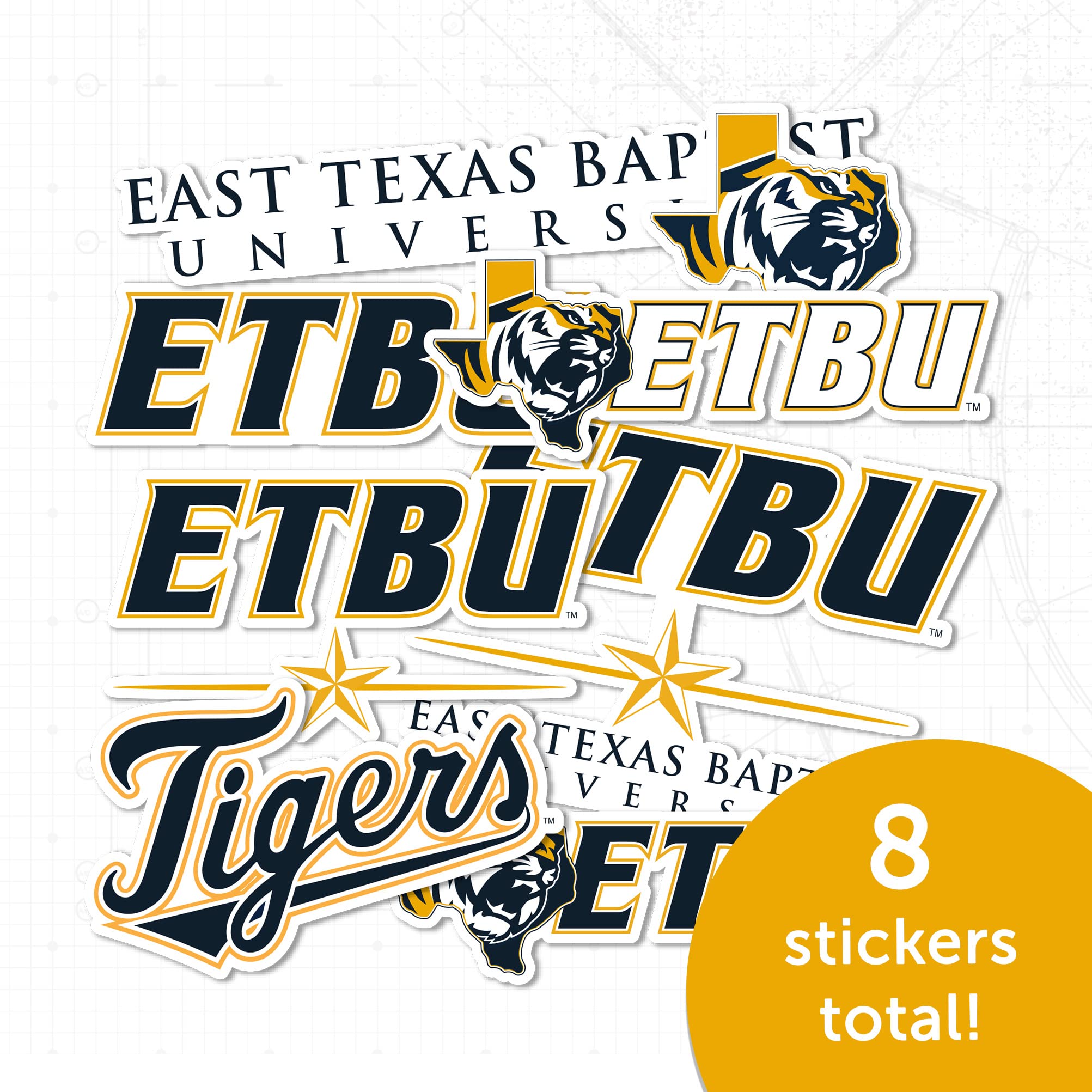 ETBU Tigers Vinyl Decals - Desert Cactus East Texas Baptist University Stickers for Laptop, Water Bottle, Car & Scrapbook (13.46x10.91 Inch Sheet) - Perfect for School Spirit, College Dorm Decor & Fan Accessories