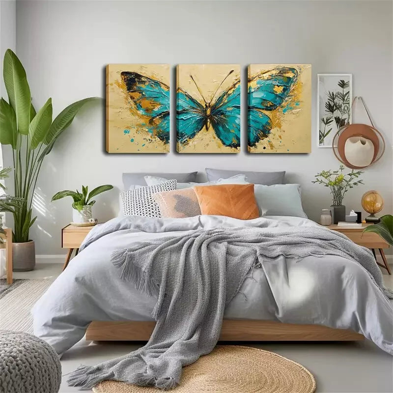 3-Piece Dark Green Butterfly Triptych Wall Art Set - 40x60cm Framed Canvas Prints | High-Quality Australian Made | Perfect for Living Room, Bedroom & Office Decor