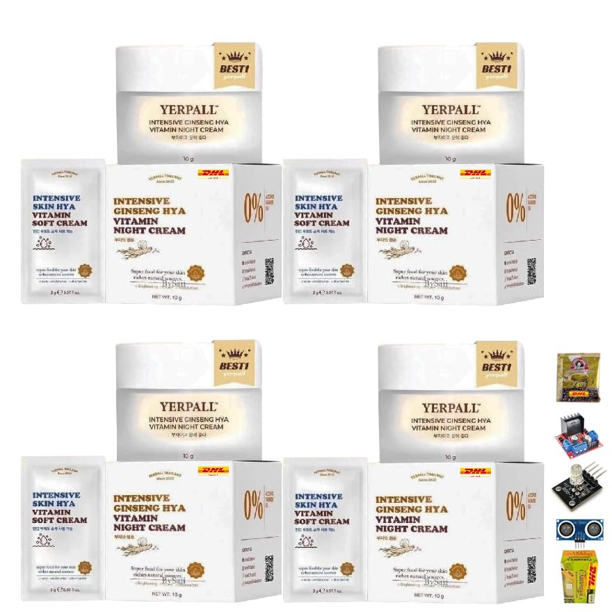 Premium Ginseng Night Cream - Deep Moisturizing & Anti-Aging Face Cream for Smooth Skin - 0.35 Oz (Pack of 4) - Perfect for Nighttime Skincare Routine & Gift Sets