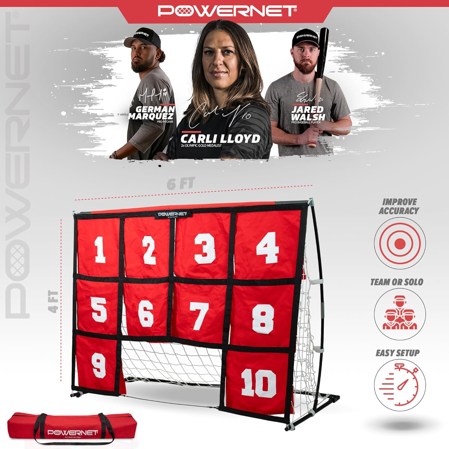 PowerNet Numbered Soccer Target Goal - Training Equipment for Soccer Practice, Football Drills & Youth Sports - Perfect for Backyard, Field & Team Training