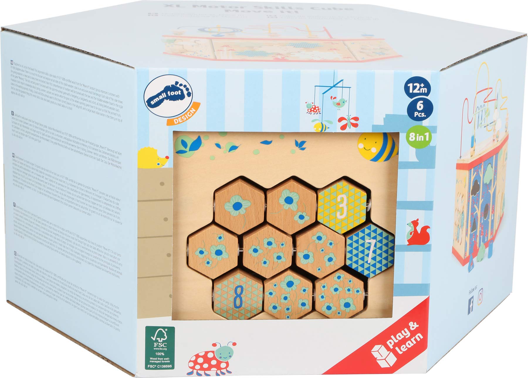 **Small Foot Wooden Activity Cube XL – 7-Sided Educational Toy with Bead Maze, Puzzle, Shape Sorter, Clock & Wheels – Develops Fine Motor Skills & Dexterity for Toddlers 12+ Months – Perfect for Playtime, Learning & Daycare Activities**