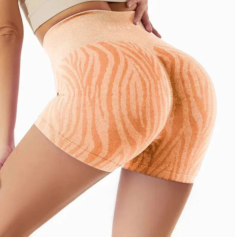 NVGTN Wild Thing Zebra Print Seamless Spandex Shorts for Women - High Waisted Elastic Fitness Shorts, Breathable & Hip Lifting - Perfect for Running, Yoga, Gym & Casual Wear