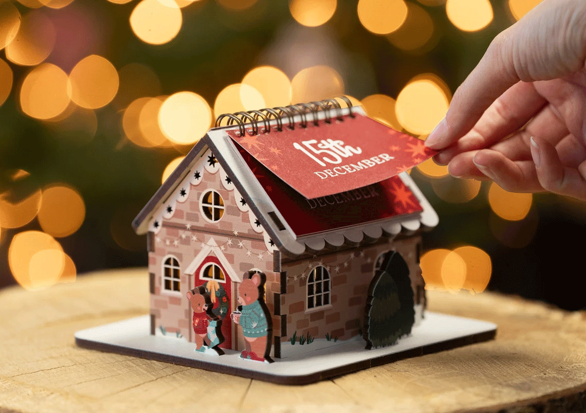 Christmas House Pop Advent Calendar Deluxe Box by Dapple & Dot - 24 Days Countdown to Christmas with Fun Surprises | Perfect Holiday Gift for Kids & Family Decor