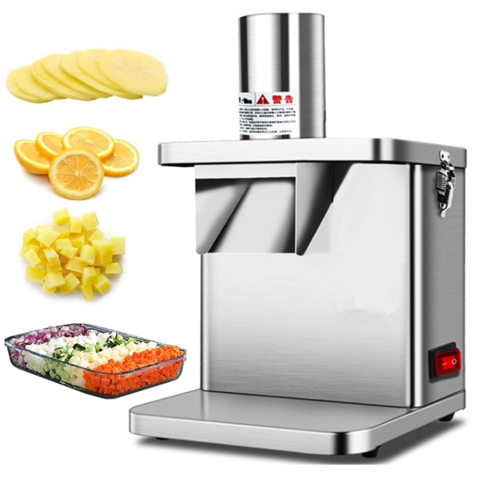 Commercial Electric Vegetable Dicer - Heavy Duty Stainless Steel Fruit & Vegetable Cutting Machine for Carrots, Potatoes, Onions | Perfect for Restaurants, Catering & Food Processing Businesses