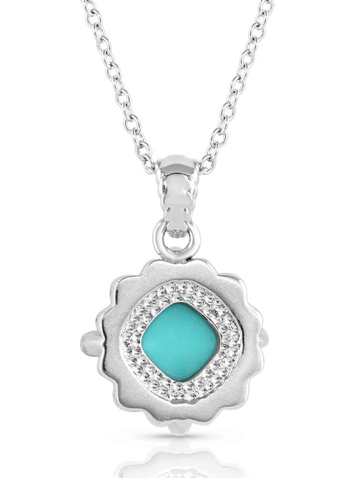 Montana Silversmiths NC5531 Women's Turquoise & Crystal Silver Necklace - Elegant Cornerstone Design for Western Fashion & Special Occasions