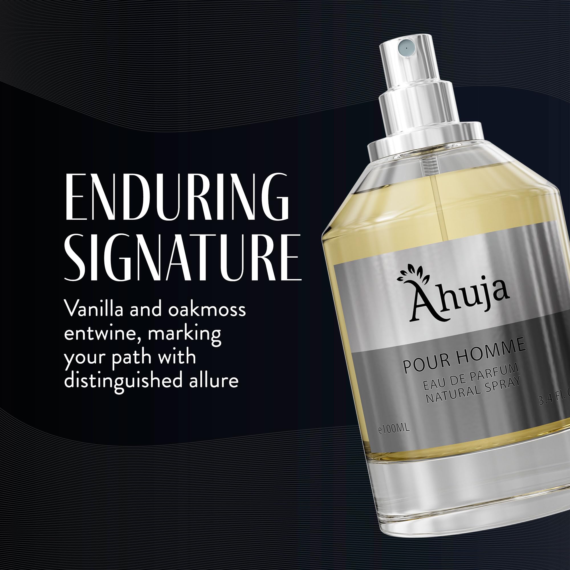 AHUJA Pour Homme Eau de Parfum for Men 3.4 oz | Long Lasting Citrus & Fruity Cologne | Luxury Men's Fragrance Gift Set | Perfect for Date Night, Office & Special Occasions