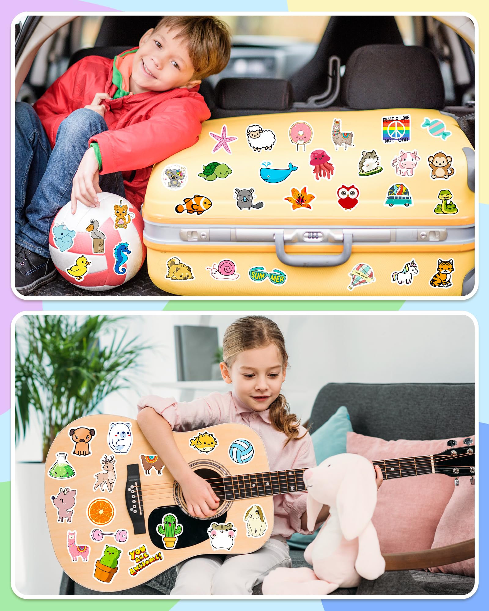 600 PCS Cute Waterproof Vinyl Stickers for Kids & Teens - Kawaii Sticker Pack for Water Bottles, Laptops, Scrapbooks - Perfect for Classroom Prizes, Student Rewards & Teacher Gifts (Fun Decals for School, DIY Crafts & Personalizing Belongings)