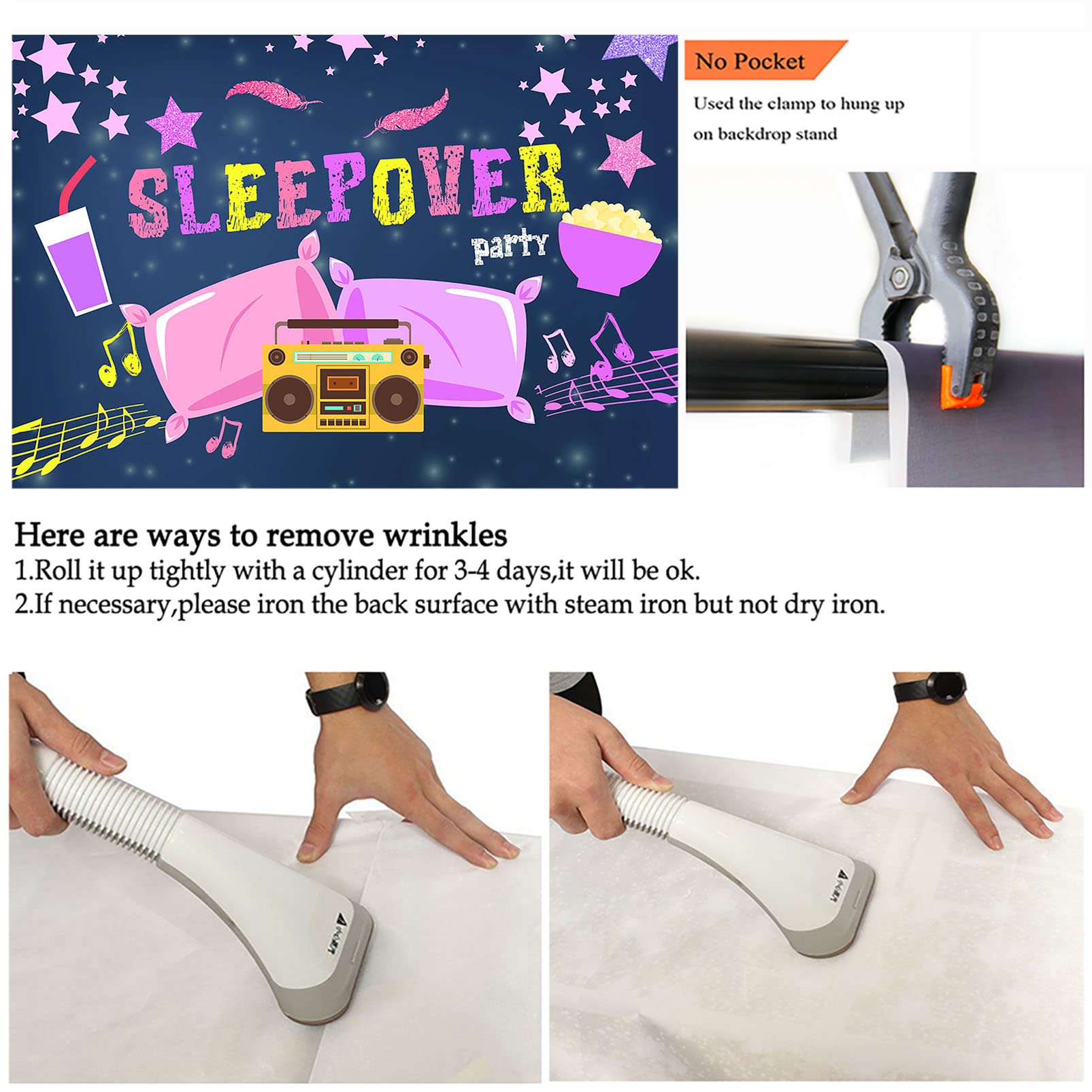 Avezano 8x6ft Sleepover Party Backdrop for Girls - Pajama Party Decor, Photography Background, Slumber Party Theme with Pillow Fight Design - Perfect for Birthday Decorations, Photo Shoots, and Sleepover Events