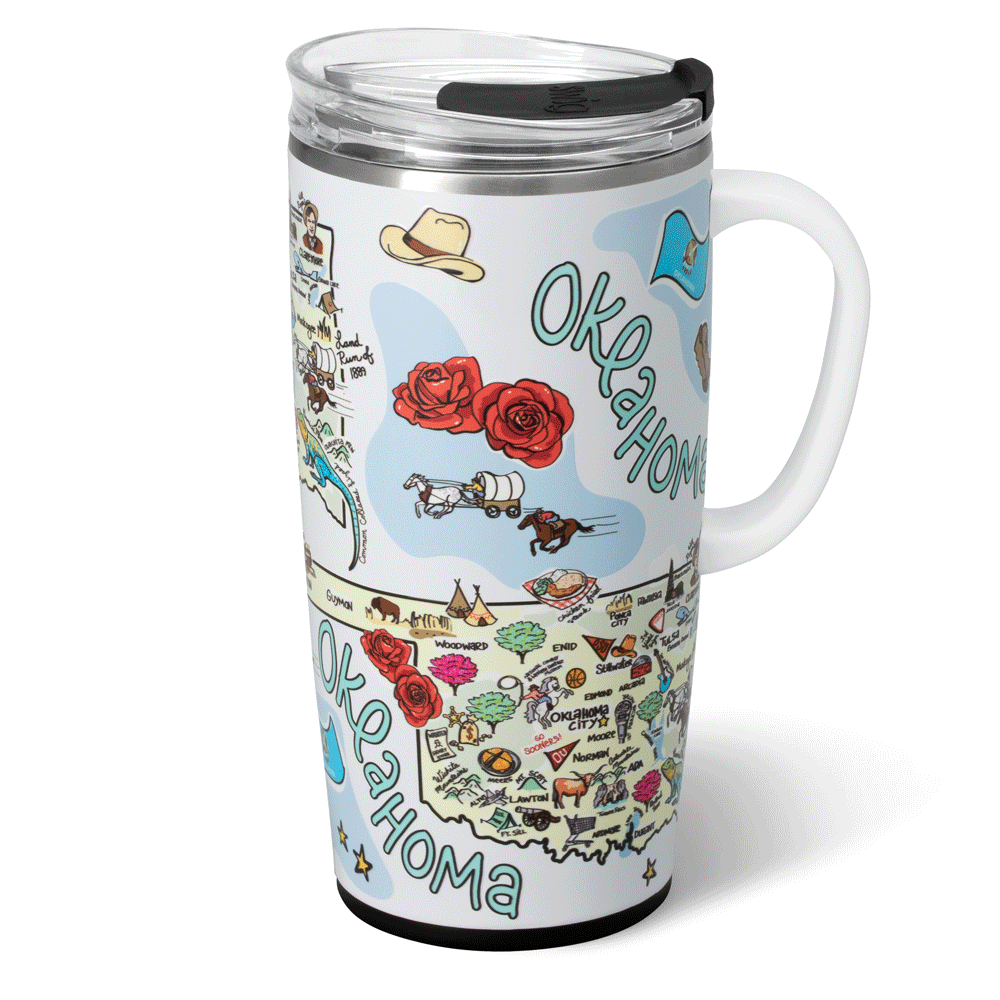 22oz Oklahoma Themed Travel Mug - Insulated Stainless Steel Coffee Tumbler for Commuting, Road Trips & Outdoor Adventures
