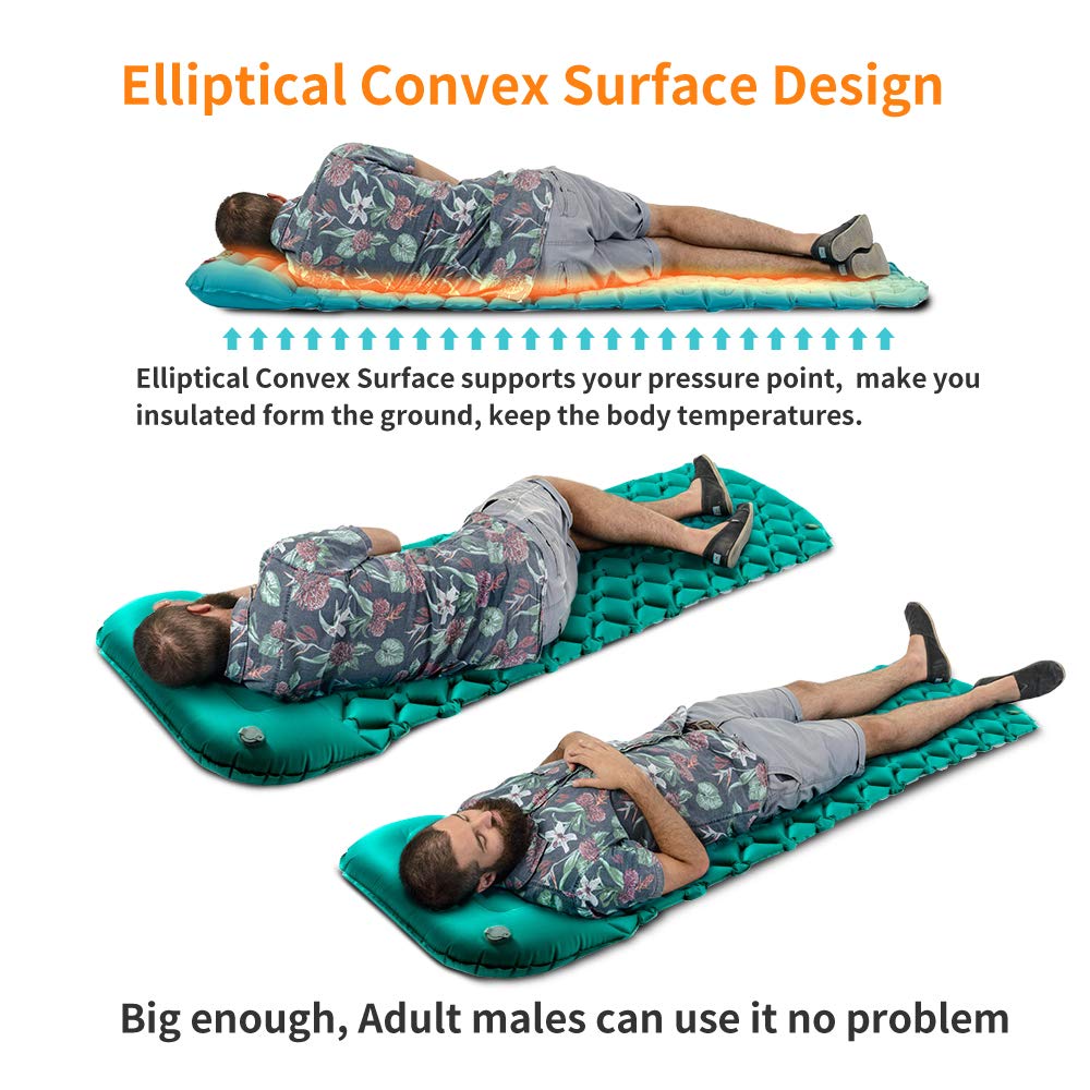 Ultralight Inflatable Camping Sleeping Pad with Pillow - Durable Backpacking Air Mattress for Hiking, Travel & Outdoor Adventures | Perfect for Camping, Backpacking, RV Trips & Guest Beds
