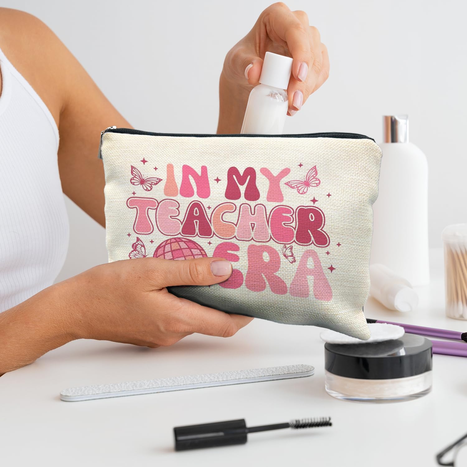 In My Teacher Era Makeup Bag - Best Teacher Appreciation Gifts for Women - Perfect for Classroom, Office, and Daily Use