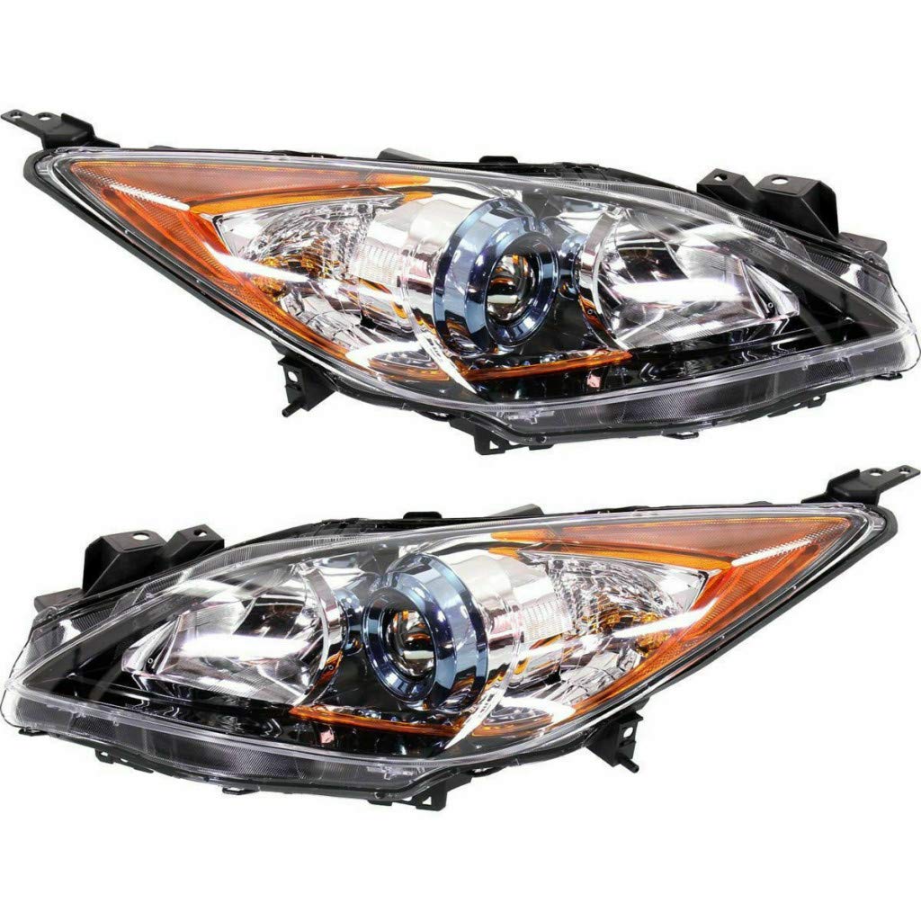 2012-2013 Mazda 3 Headlight Assembly - DOT Certified Replacement for MA2518143 & MA2519143 (Driver & Passenger Side) with Bulbs | Perfect for Night Driving & Foggy Conditions | CarLights360