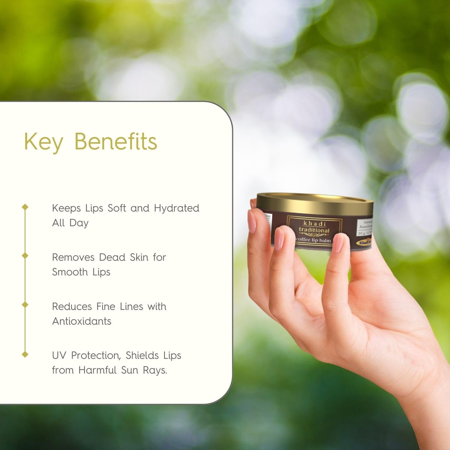 Khadi Premium Herbal Lip Balm for Dark, Dry & Chapped Lips - Natural Moisturizing Treatment with Coffee Extract (20g) | Chemical-Free, Vegan Formula for Men & Women | Perfect for Winter Care, Daily Hydration & Lip Repair