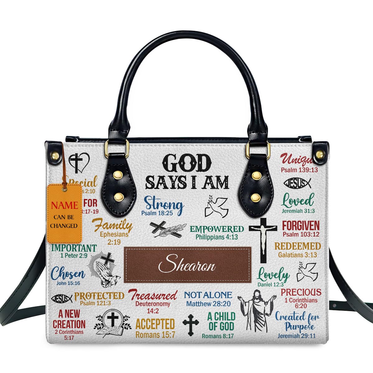 Personalized Leather Handbags for Women - Custom Name & Monogram - Best Christmas & Christian Gifts - Perfect for Church, Work, and Special Occasions