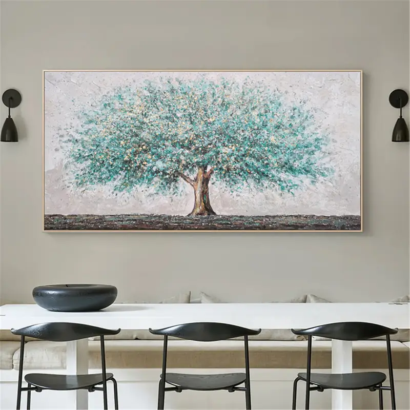 Flower and Tree Painting #FT007 - Handmade Canvas Wall Art for Home Decor, Living Room, Bedroom & Office