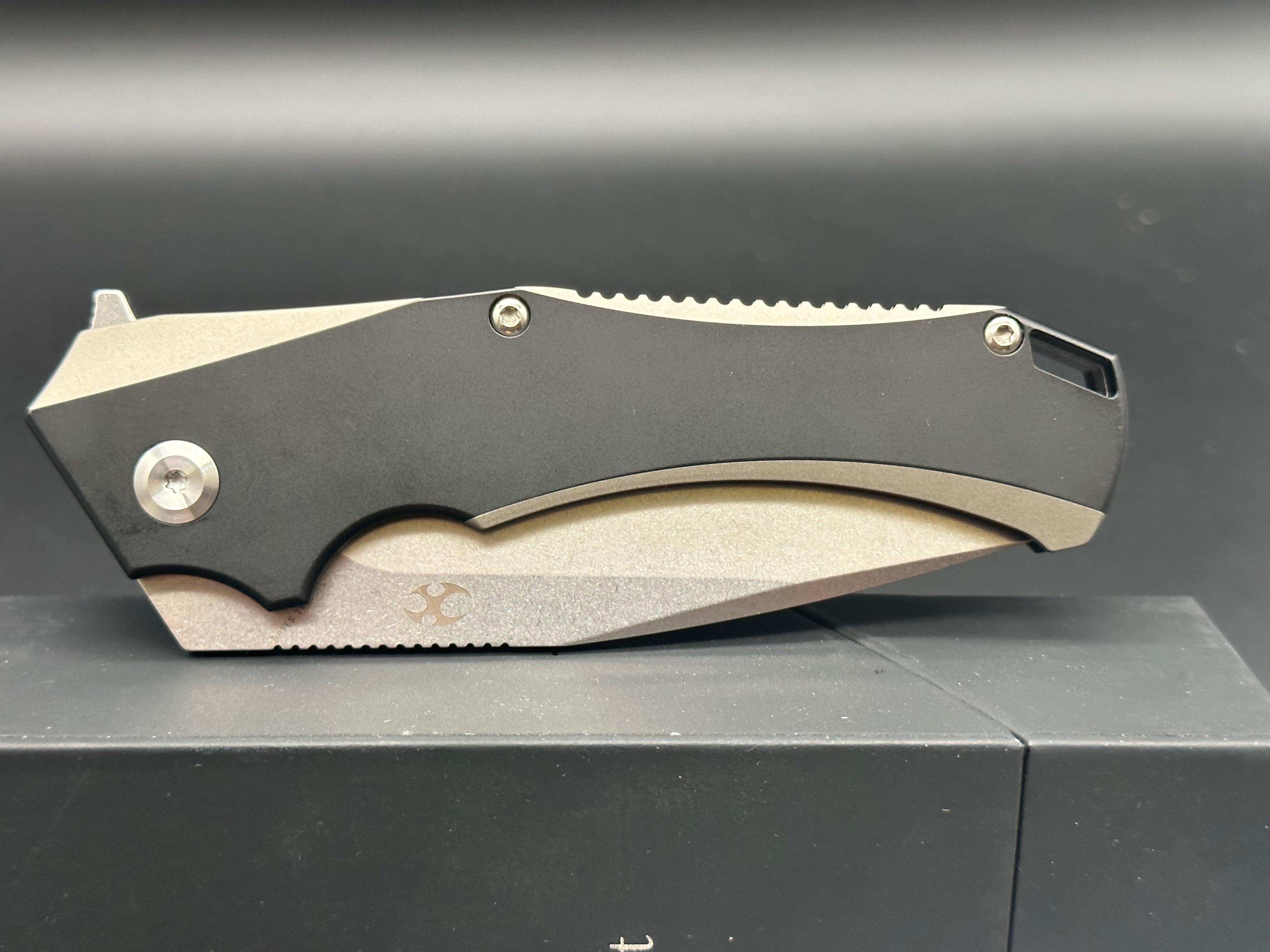 Kansept Mikkel Willumsen Hellx Black Titanium Folding Pocket Knife - EDC Tactical Knife for Outdoor Camping, Hiking & Survival Gear