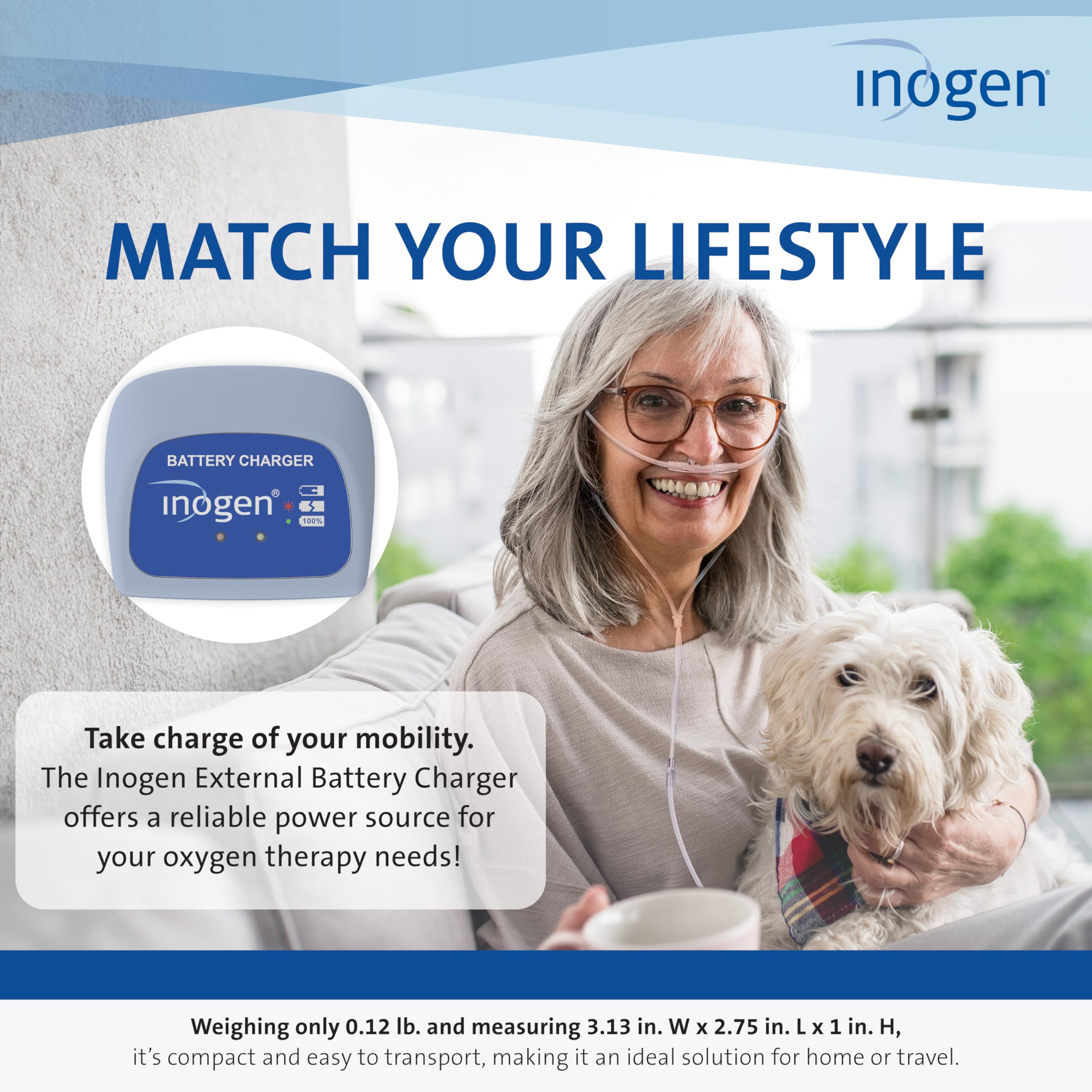 Inogen External Battery Charger for Rove 4 & Inogen One G4 - Portable Oxygen Concentrator Charger (0.12 lbs, 3.13x2.75x1 inches) - Perfect for Travel, Home & Emergency Oxygen Supply