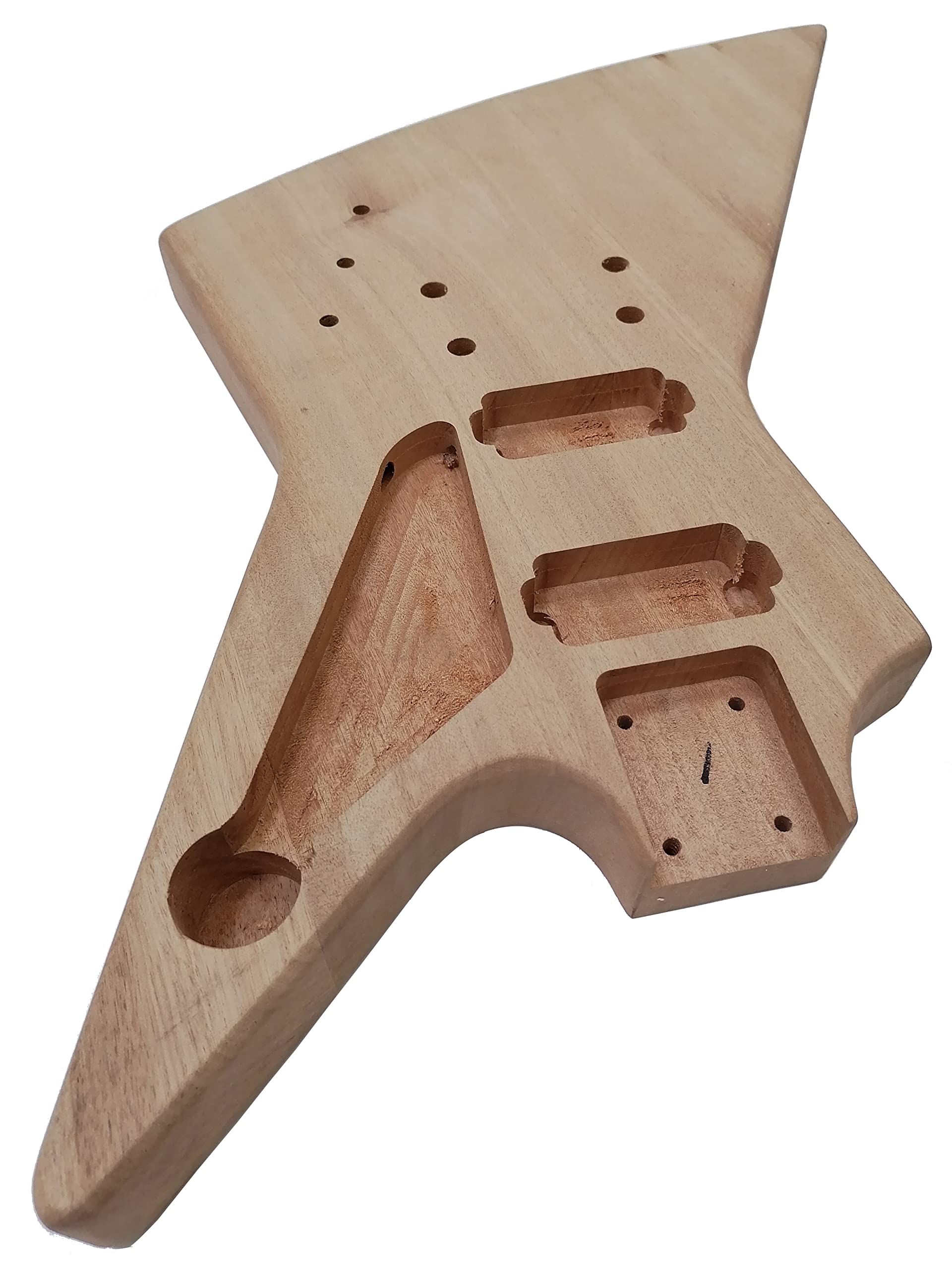 EX-Style DIY Electric Guitar Kit - Solid Body Explorer Style Guitar Builder Kit with Natural Finish | Perfect for Beginners, Musicians & Guitar Enthusiasts | Home Studio, Live Performance & Gift Idea