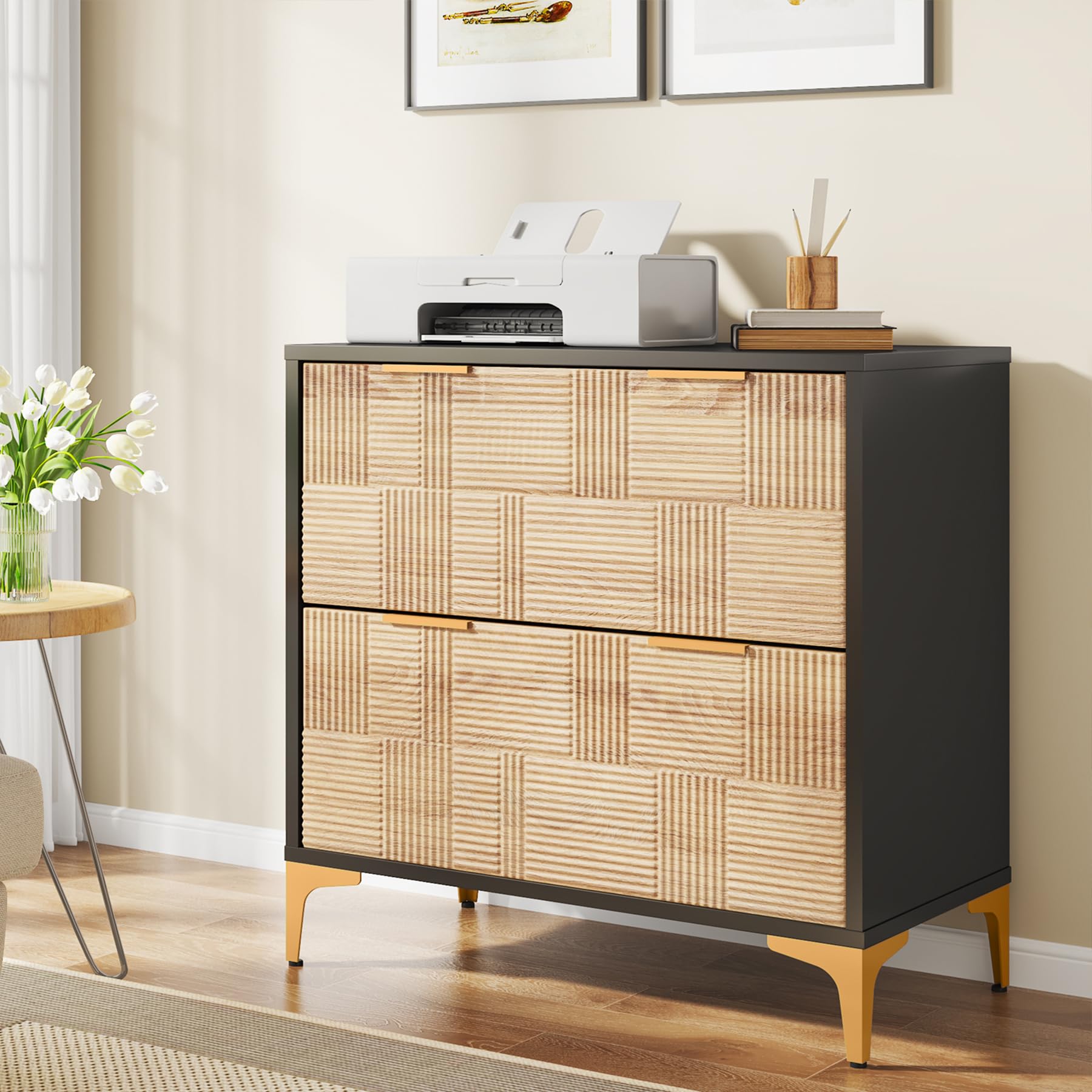 Tribesigns 2-Drawer Modern Lateral File Cabinet with Adjustable Hanging Bar - Office Storage Cabinet for Home & Business, Letter/A4 Size Files - Perfect for Document Organization in Small Spaces
