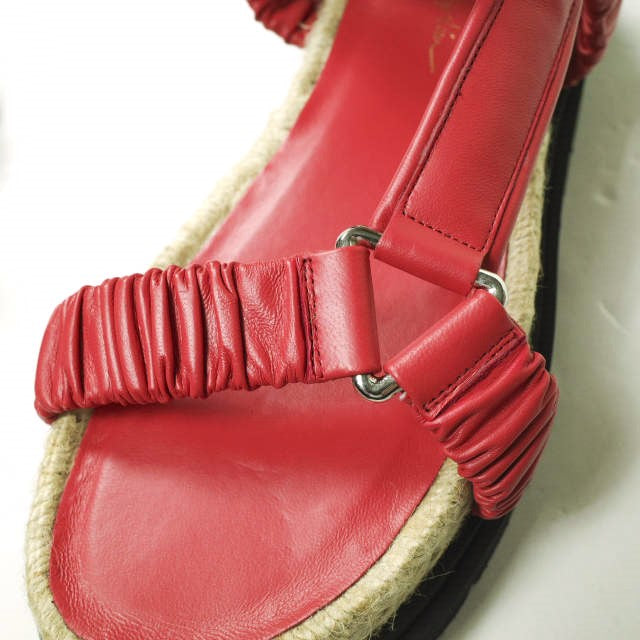 3.1 Phillip Lim Red Leather Platform Slide Sandals - Women's Fashion Sandals for Summer, Beach & Casual Outings