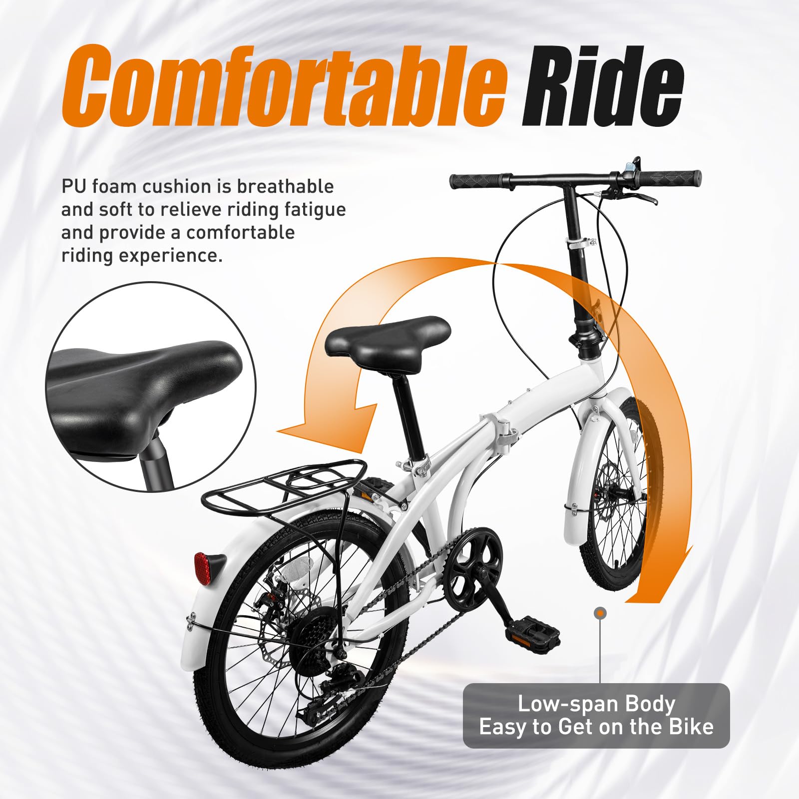 20 Inch Folding Bike for Adults - 7 Speed Adjustable Commuter Bicycle for Men & Women - Portable Camping & Travel Bike for City Riding, Beach Cruising & Outdoor Adventures