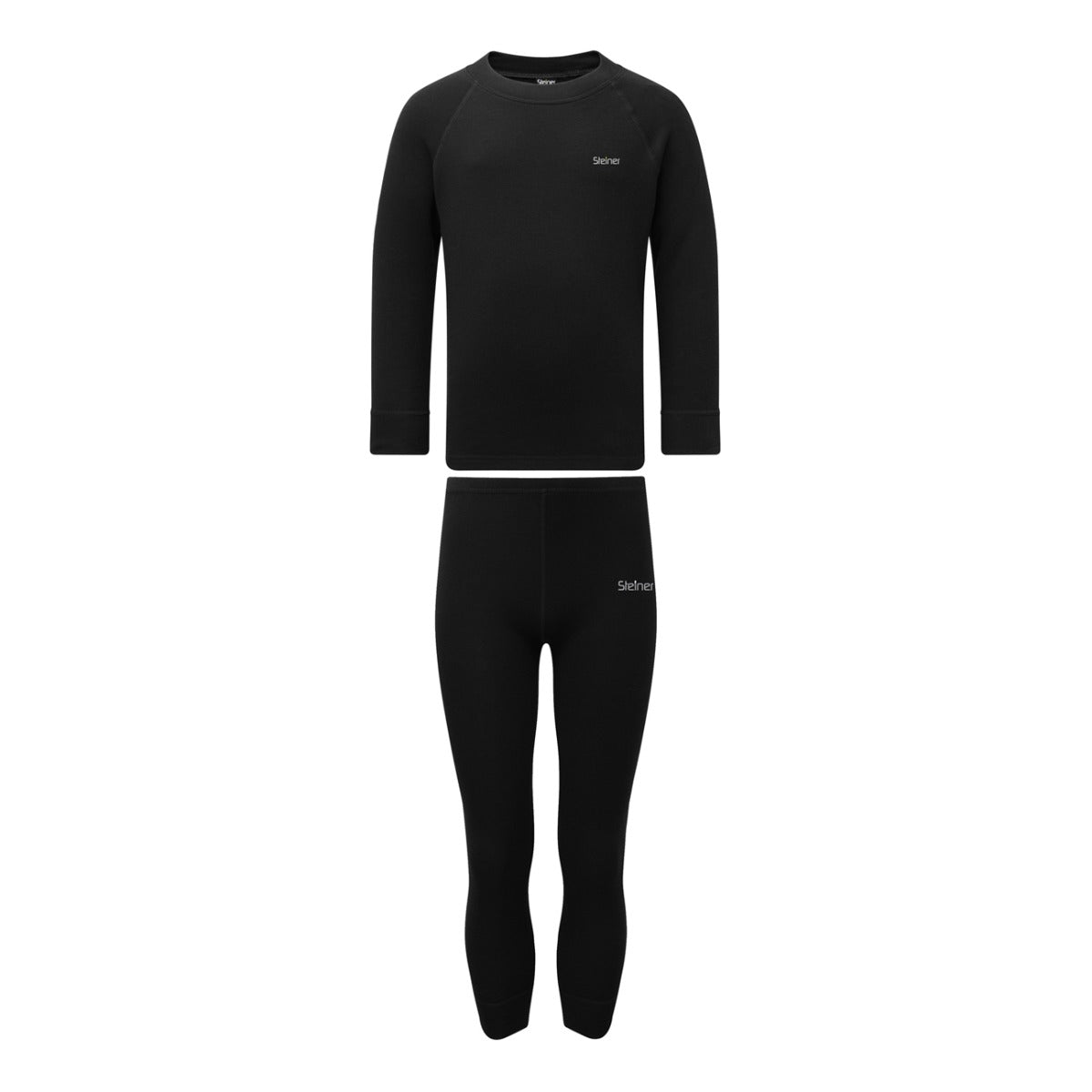 Steiner Kids Soft Tec Base Layer Set - Thermal Underwear for Boys & Girls - Black - Perfect for Winter Sports, Outdoor Activities & Cold Weather Layering